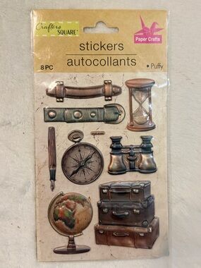 💜 Crafter's Square Vintage Travel Puffy Stickers - Discontinued